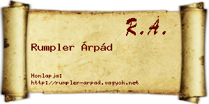 Rumpler Árpád névjegykártya