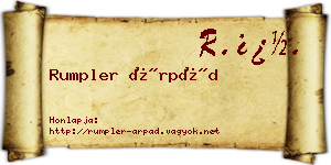 Rumpler Árpád névjegykártya